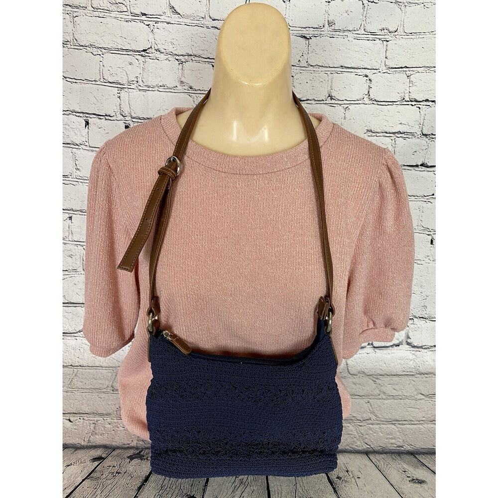 Worthington Knit Crochet Blue Bohemian Shoulder Bag‎ Purse